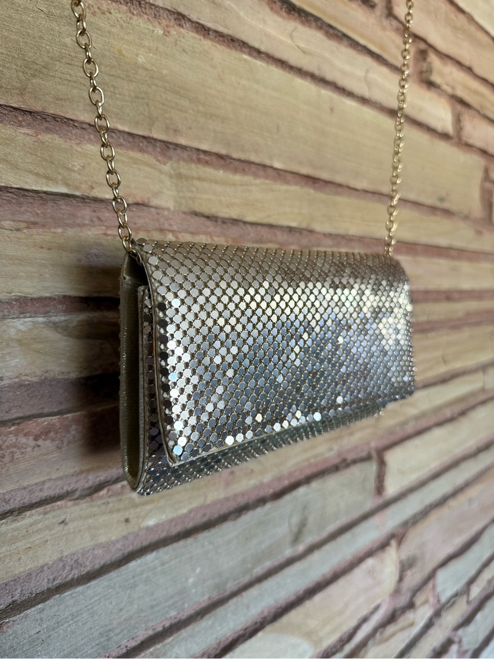 Vintage Goldtone Chainlink Mesh Jessica McClintok Shoulder/Hand Bag